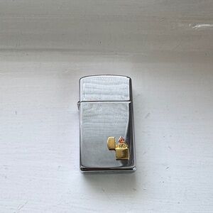 Zippo Vintage Unique Silver Lighter with Gold Accent